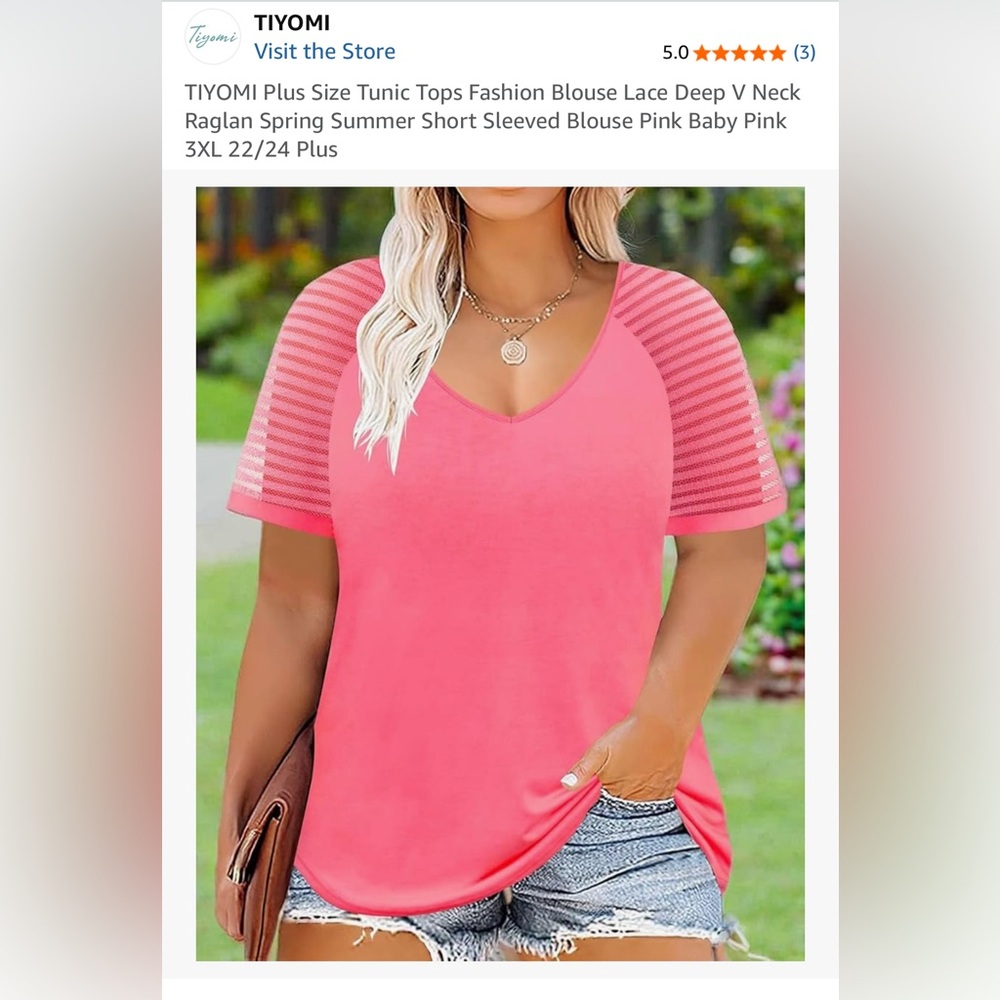 Baby Pink V-Neck Short Sleeve Top